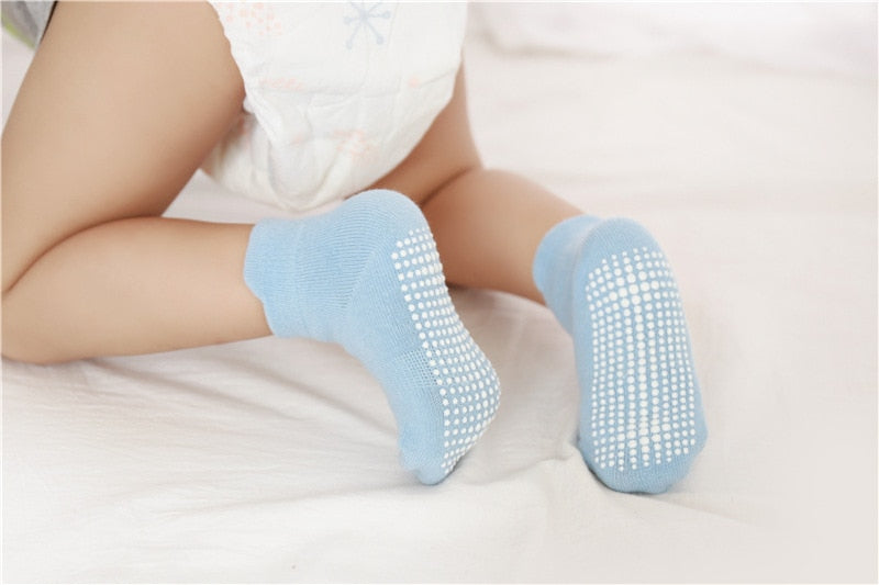 Boys 6 Pack Non Slip Baby Socks for 0-24M Newborn Bebe Girls Grips Anti Skid Ankle First Walker Infant Kids Cotton Sock 2021